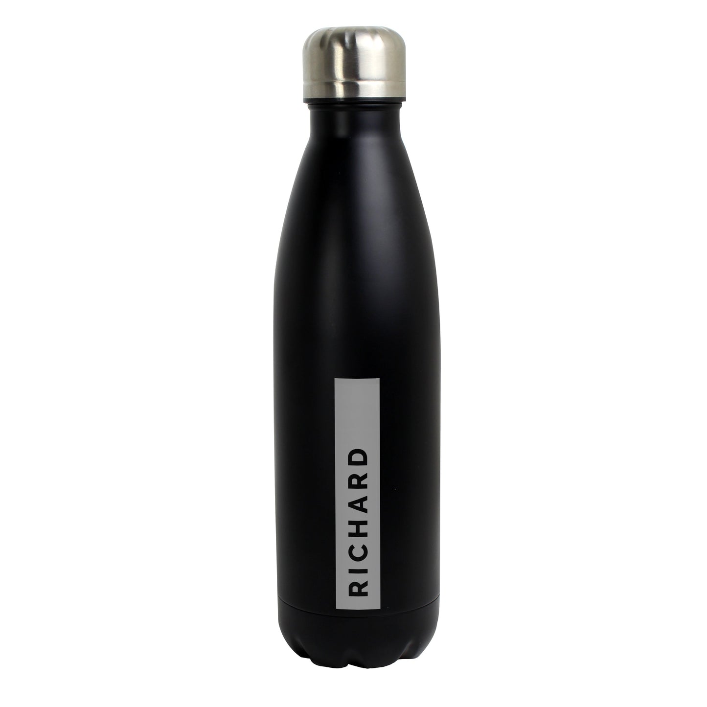 Personalised Rectangle Black Metal Insulated Drinks Bottle: 5 - Water Bottles By Gift Moments