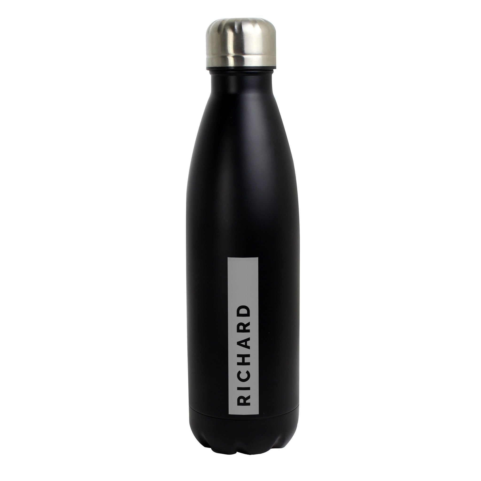 Personalised Rectangle Black Metal Insulated Drinks Bottle: 5 - Water Bottles By Gift Moments