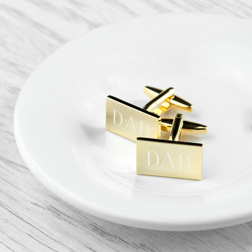Personalised Rectangle Gold Plated Cufflinks: 4 Cufflinks & Tie Slides By Gift Moments