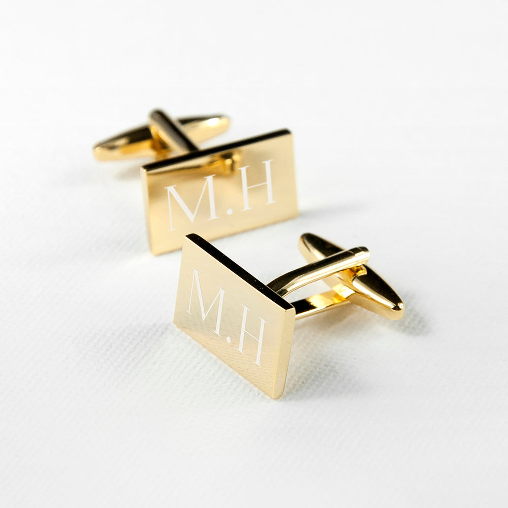 Personalised Rectangle Gold Plated Cufflinks: 5 - Cufflinks & Tie Slides By Gift Moments