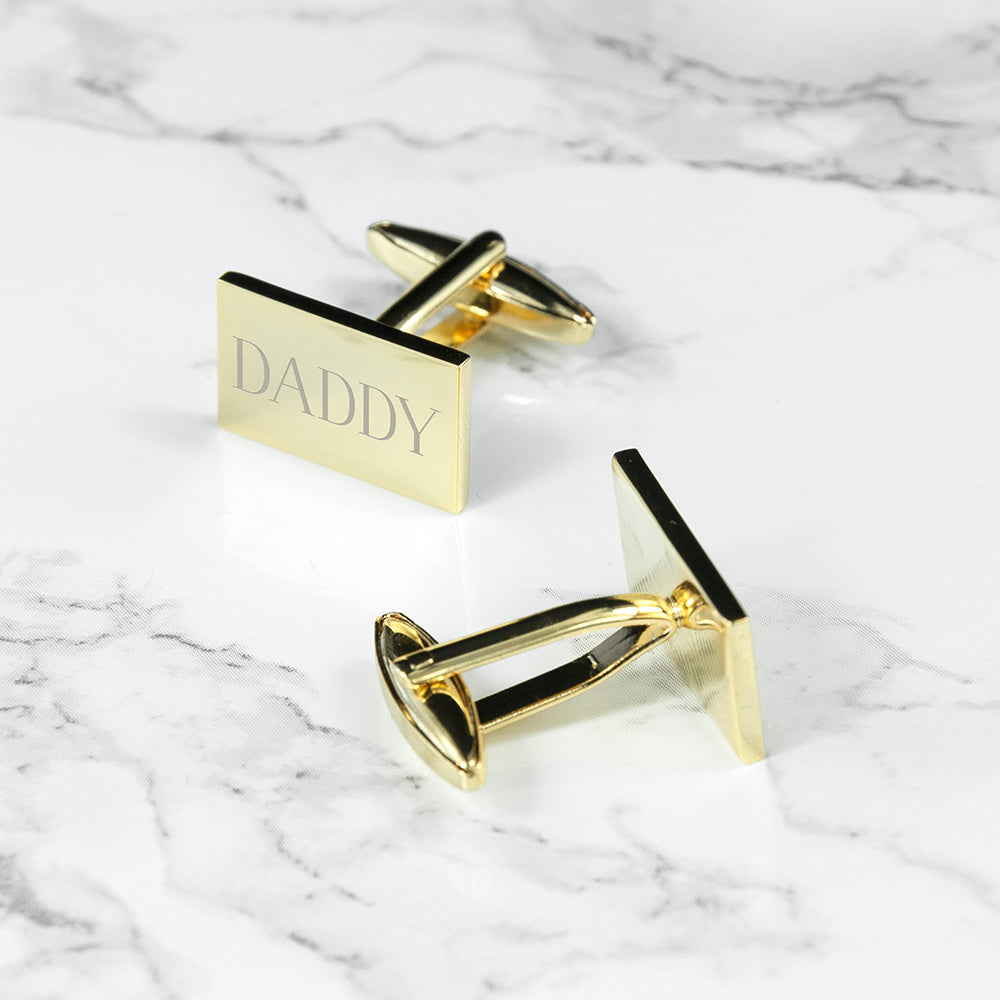 Personalised Rectangle Gold Plated Cufflinks: 2 Cufflinks & Tie Slides By Gift Moments
