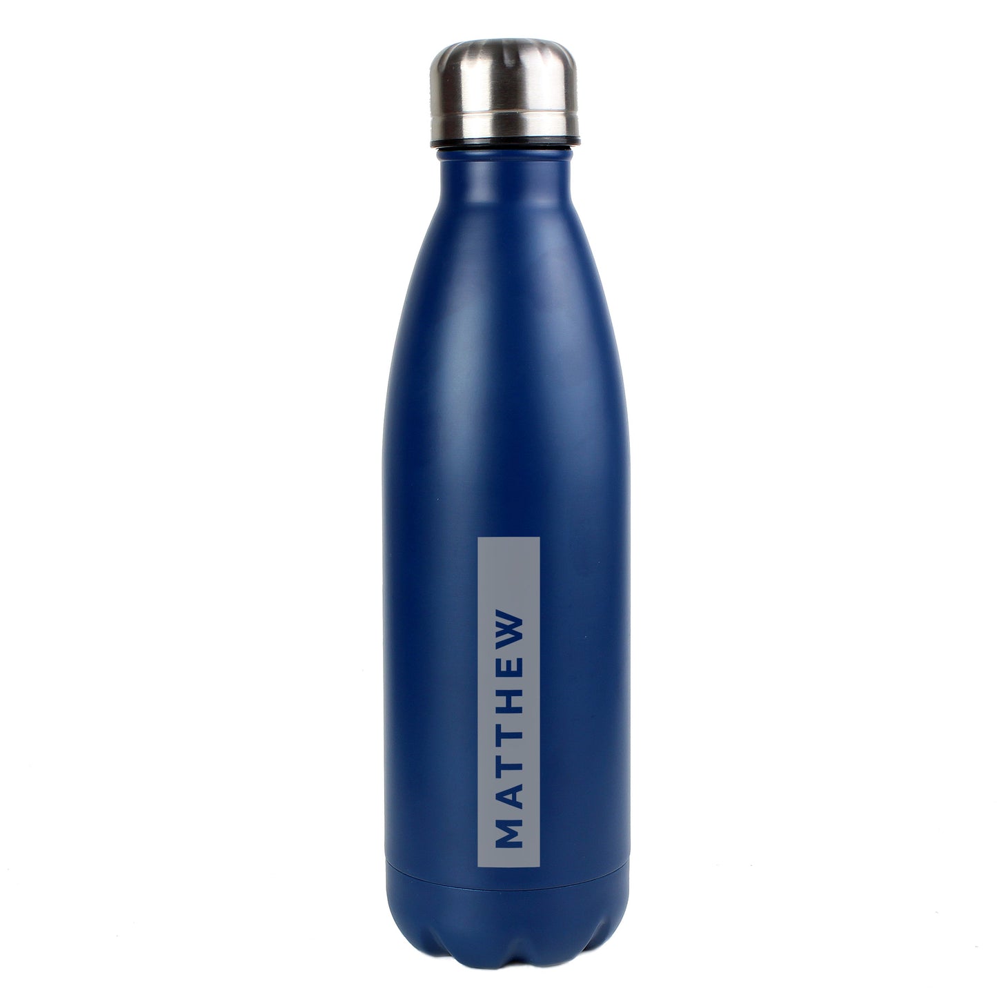 Personalised Rectangle Navy Metal Insulated Drinks Bottle: 5 - Water Bottles By Gift Moments