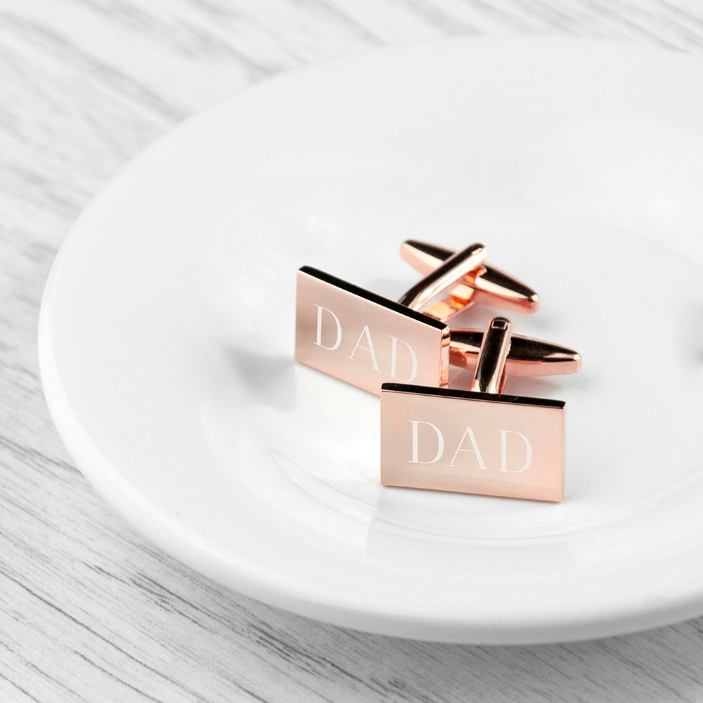 Personalised Rectangle Rose Gold Plated Cufflinks: 3 - Cufflinks & Tie Slides By Gift Moments