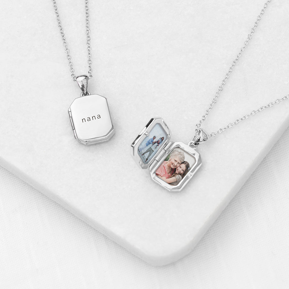 Personalised Rectangular Photo Locket Necklaces: 1 - Silver - Necklaces By Gift Moments