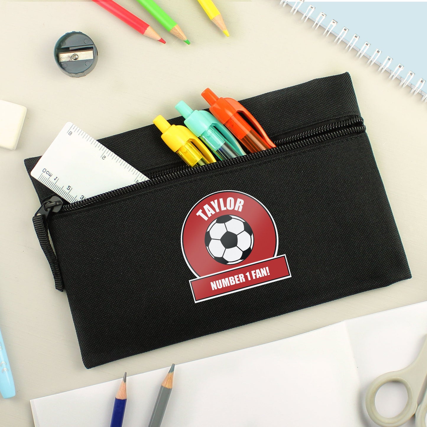 Personalised Red Football Fan Pencil Case: 3 - Pencil Cases & Sets By Gift Moments