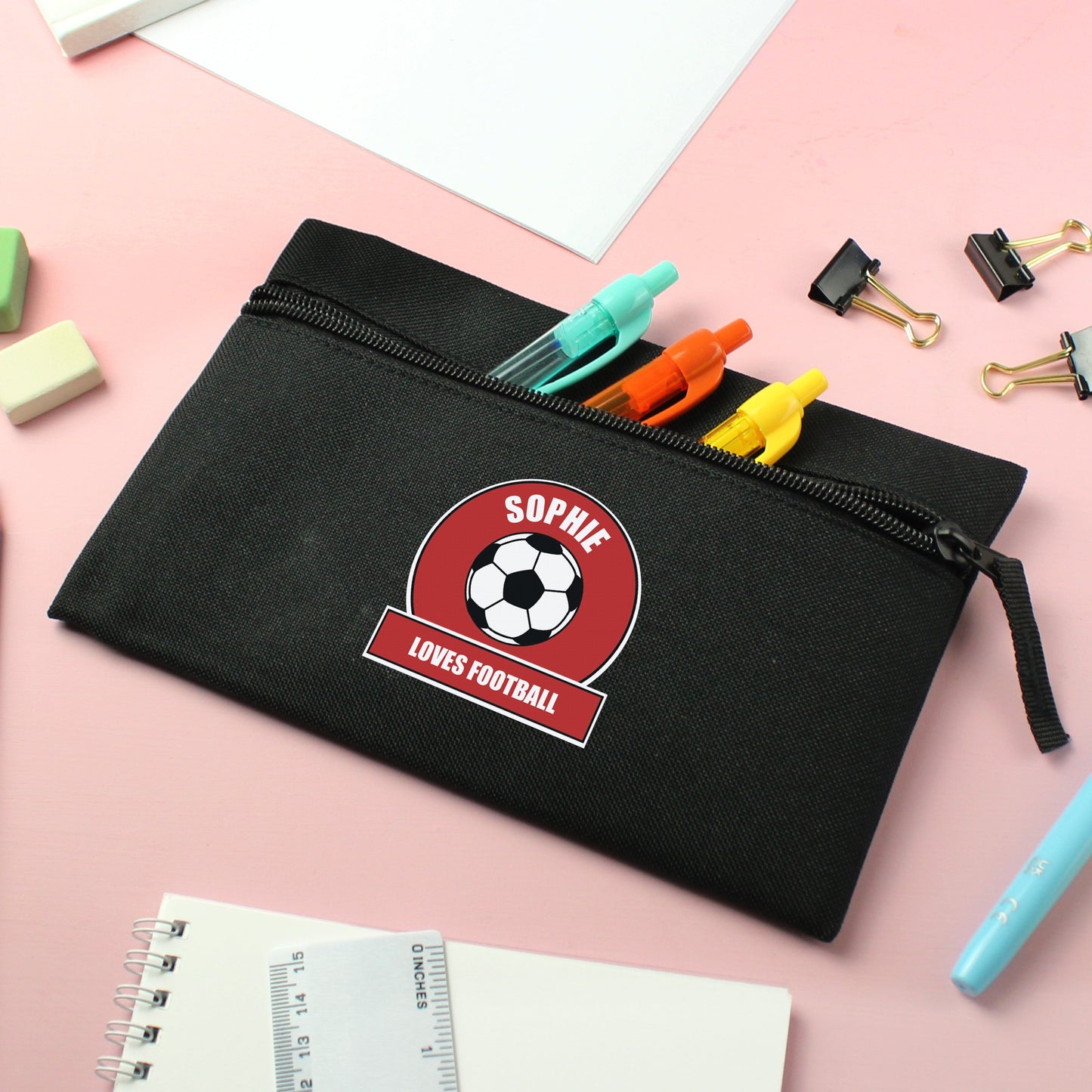 Personalised Red Football Fan Pencil Case: 4 - Pencil Cases & Sets By Gift Moments