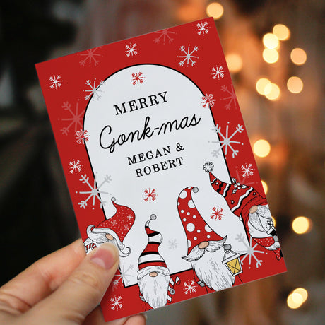 Personalised Red Gonks Christmas Card: 2 - Greeting Cards By Gift Moments