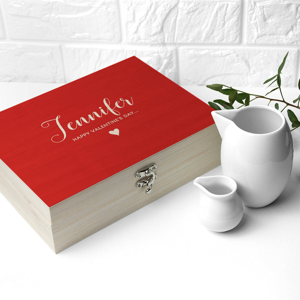 Personalised Red Heart Tea Box Selection: 6 Tea Boxes By Gift Moments