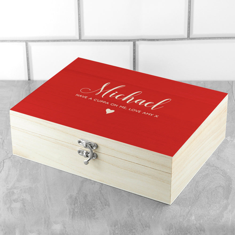 Personalised Red Heart Tea Box Selection: 5 Tea Boxes By Gift Moments