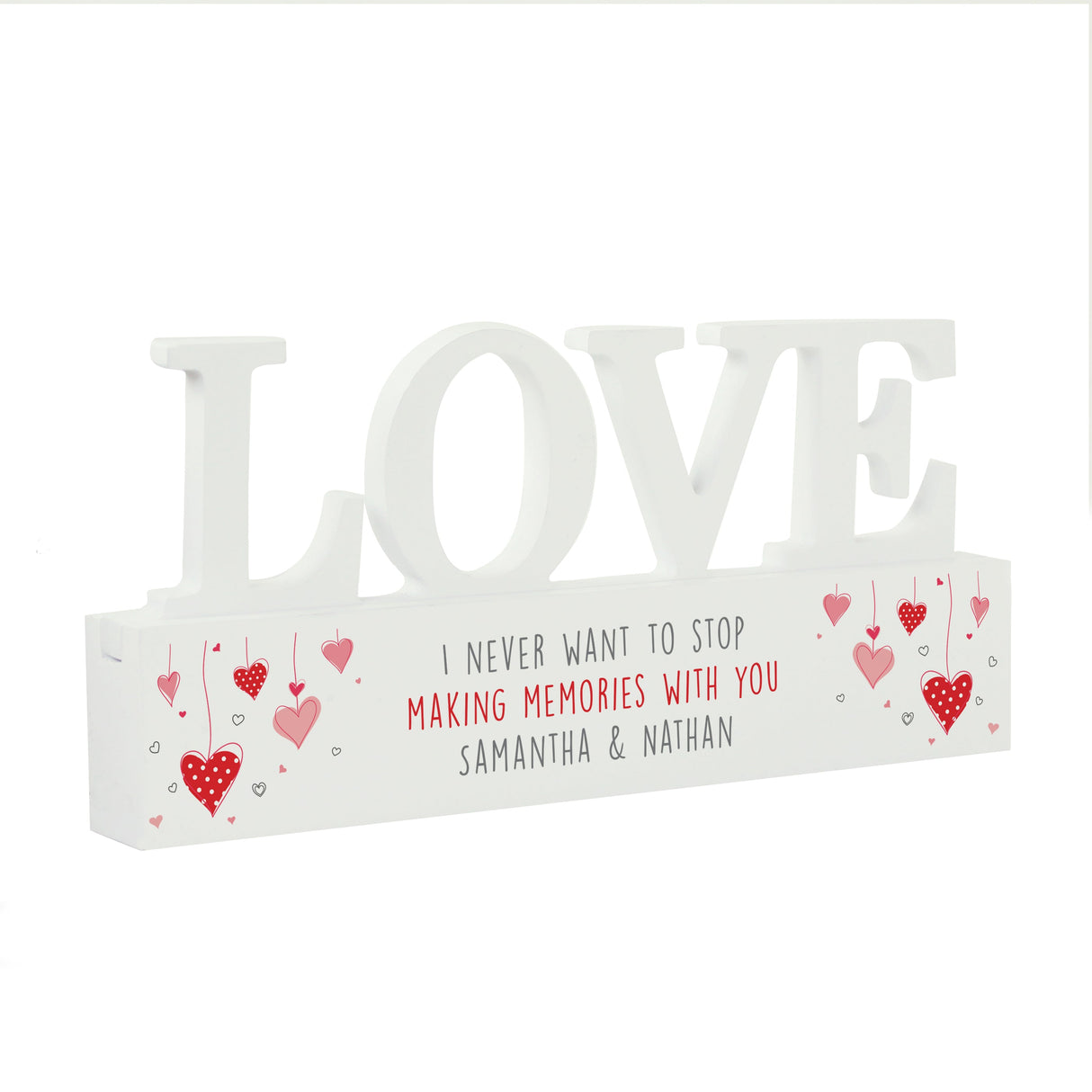 Personalised Red Hearts Wooden Love Ornament: 5 - Ornaments By Gift Moments
