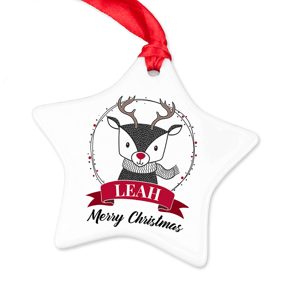 Personalised Reindeer Christmas Star Decoration: 6 - Christmas Decorations By Gift Moments