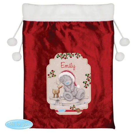 Personalised Me to You Reindeer Luxury Pom Pom Red Sack: 3 - Christmas Sacks