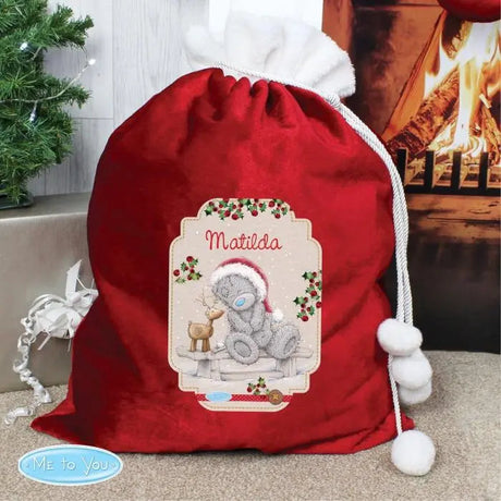 Personalised Me to You Reindeer Luxury Pom Pom Red Sack: 1 - Christmas Sacks