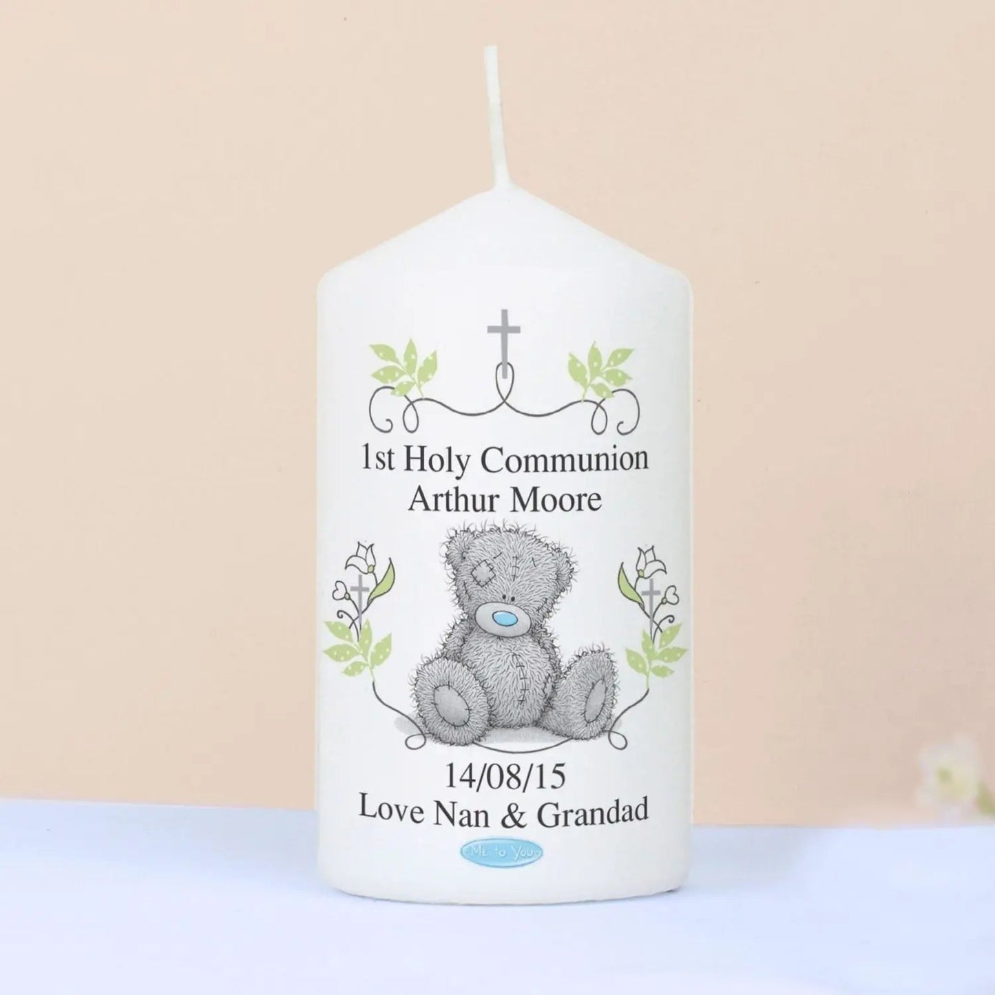 Personalised Me To You Religious Cross Pillar Candle: 1 - Candles