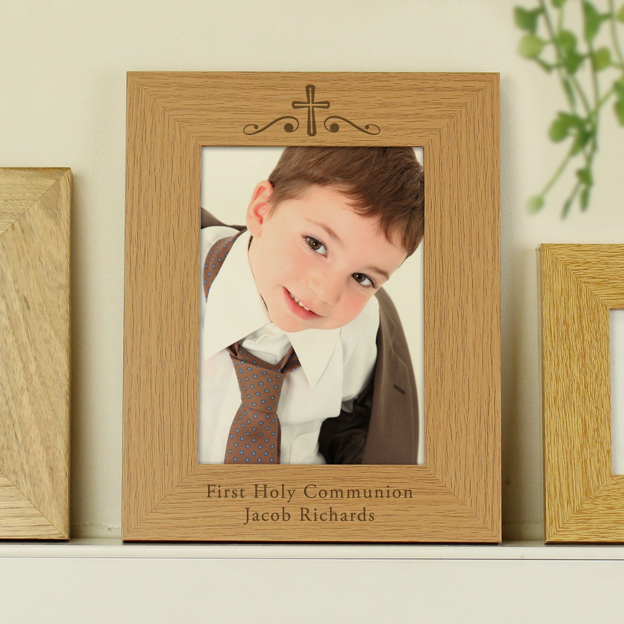 Personalised Religious Swirl 5x7 Oak Finish Photo Frame: 2 - Photo Frames By Gift Moments