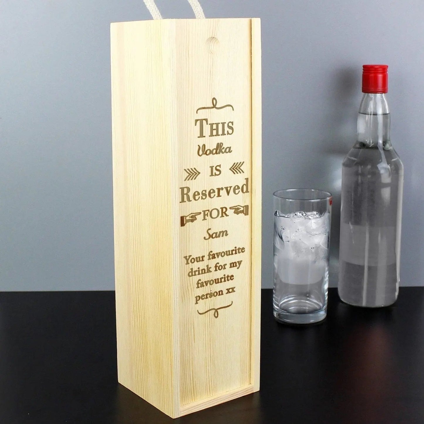 Personalised Reserved For Wooden Wine Bottle Box: 2 - Barware By Gift Moments