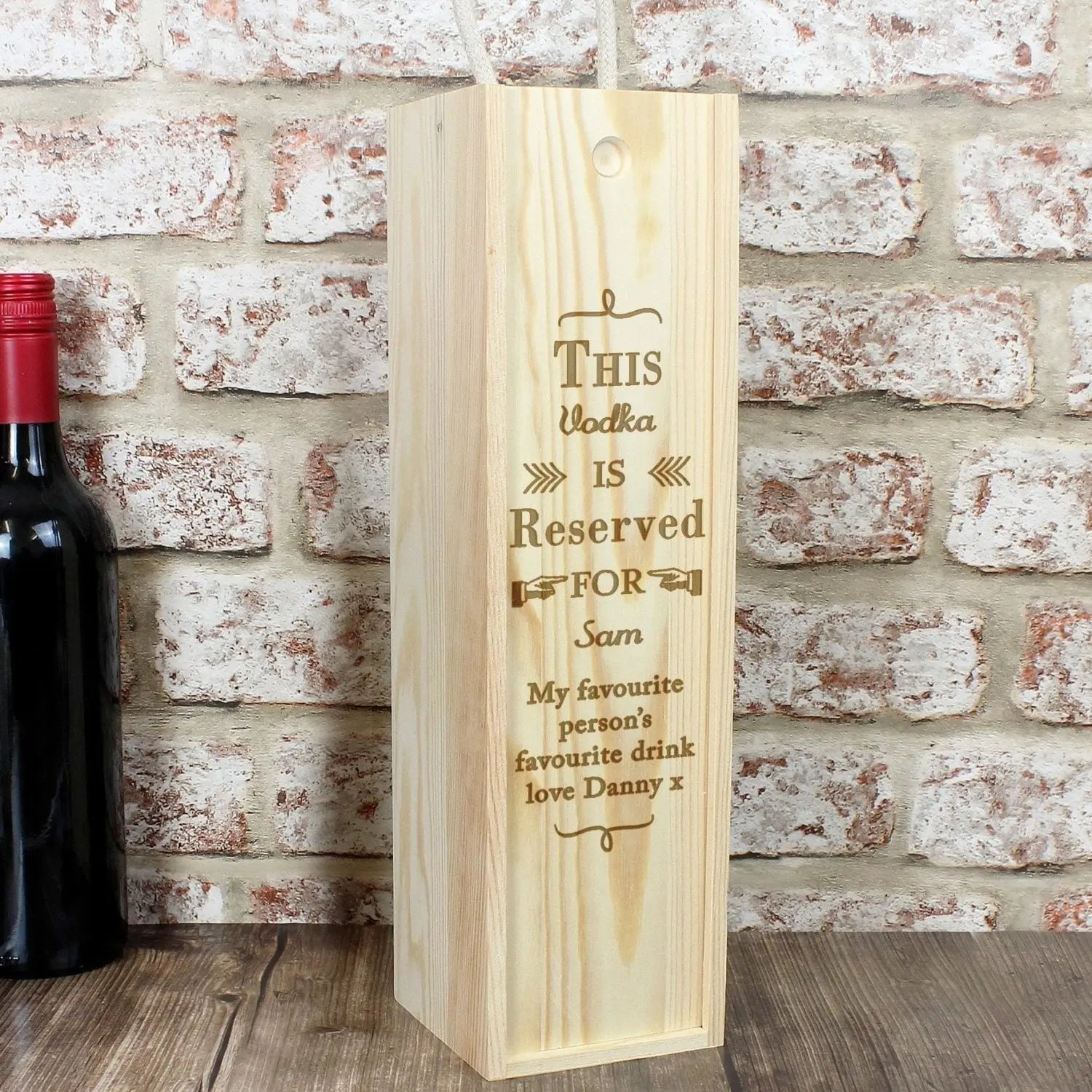 Personalised Reserved For Wooden Wine Bottle Box: 1 - Barware By Gift Moments