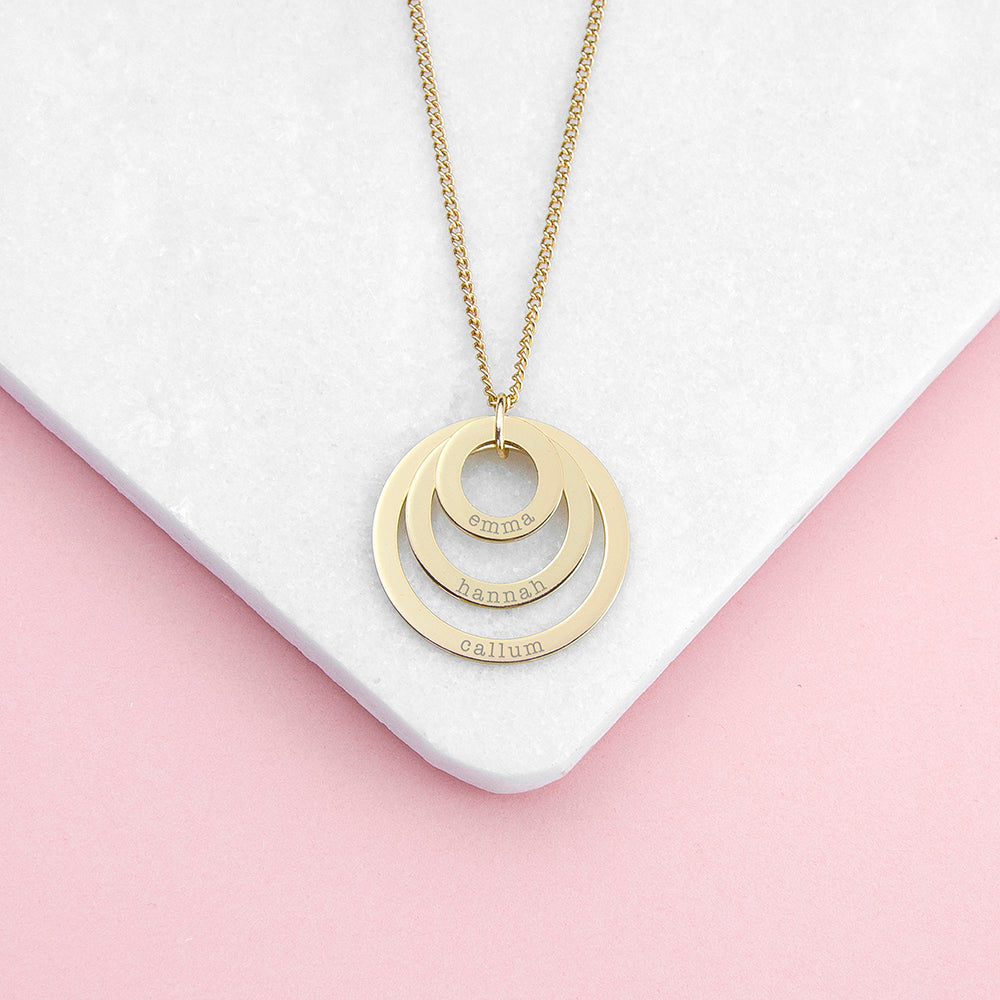 Personalised Rings of Love Necklaces: 5 - Gold - Necklaces By Gift Moments