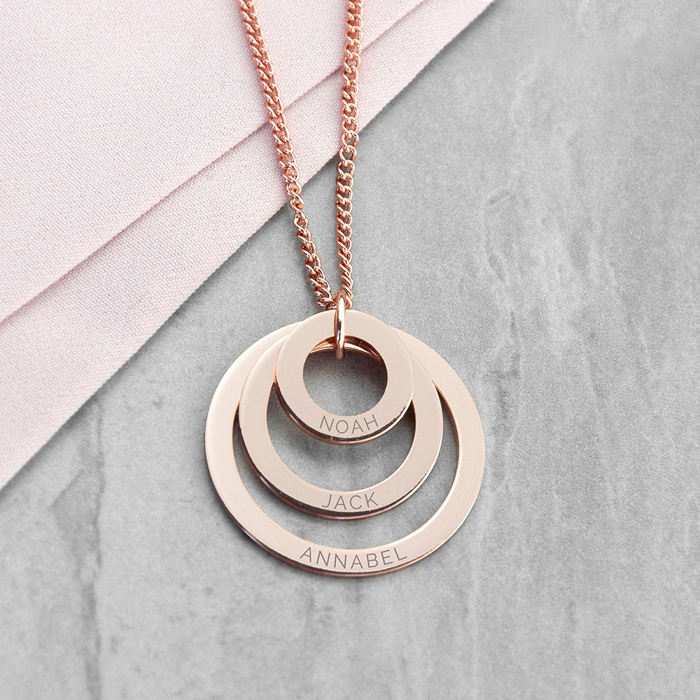 Personalised Rings of Love Necklaces: 7 - Rose Gold - Necklaces By Gift Moments