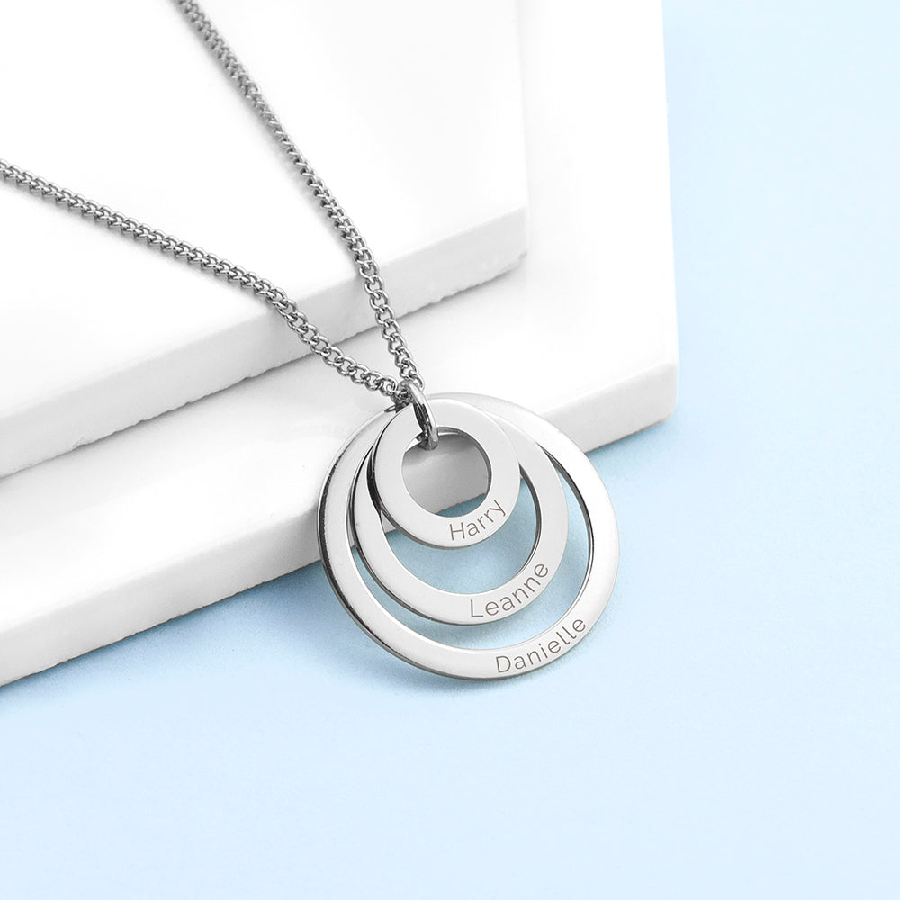 Personalised Rings of Love Necklaces: 3 - Silver - Necklaces By Gift Moments