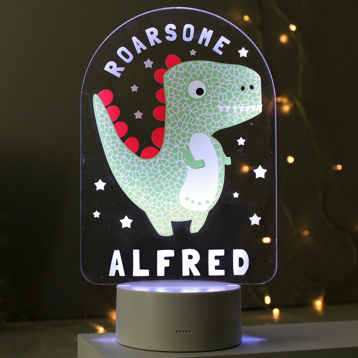 Personalised Roarsome Dinosaur LED Colour Changing Night Light: 6 - LED Lighting By Gift Moments