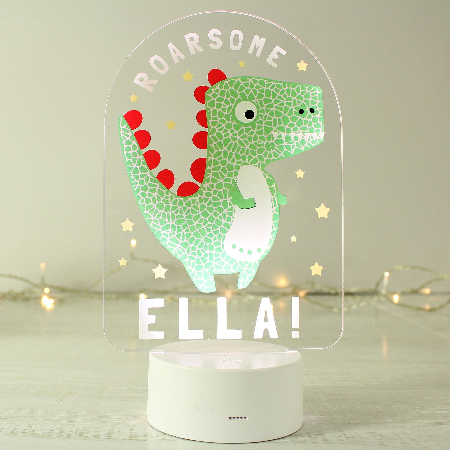 Personalised Roarsome Dinosaur LED Colour Changing Night Light: 4 - LED Lighting By Gift Moments