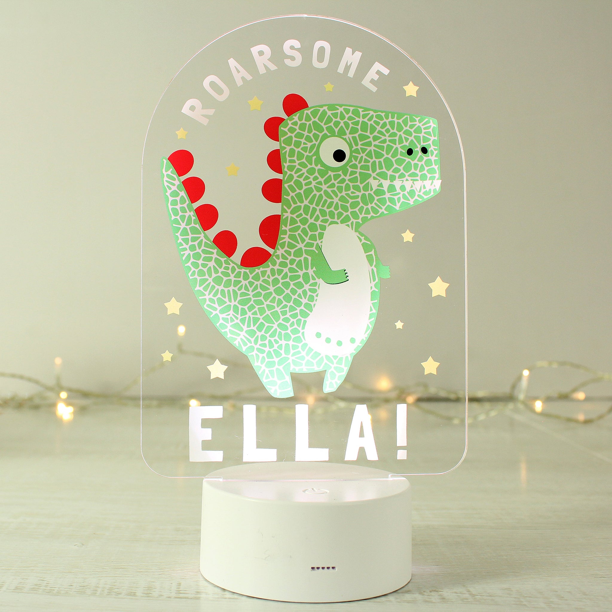 Personalised Roarsome Dinosaur LED Colour Changing Night Light: 4 - LED Lighting By Gift Moments