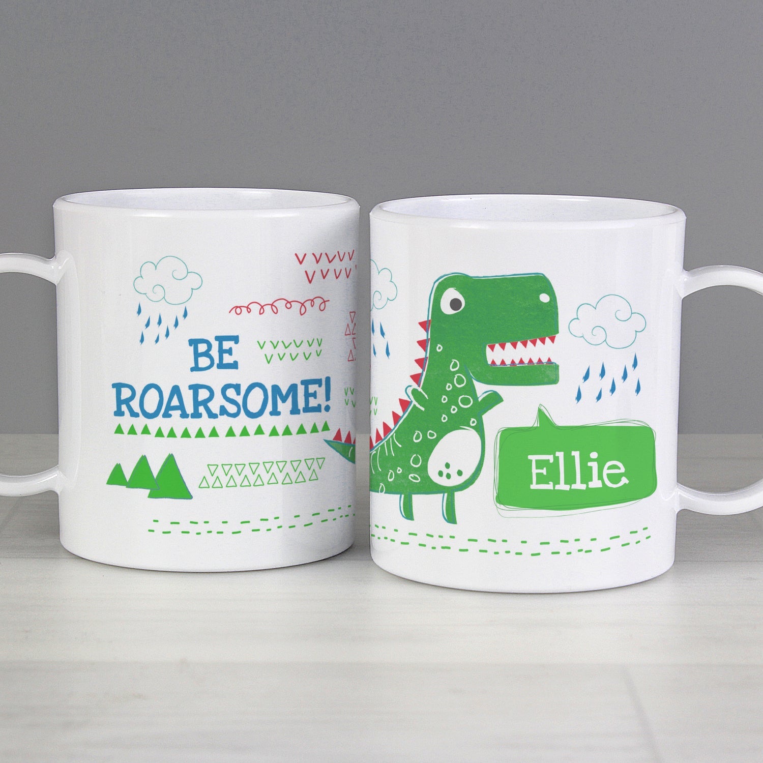 Personalised Be Roarsome Dinosaur Plastic Mug: 1 - Plastic Mugs By Gift Moments