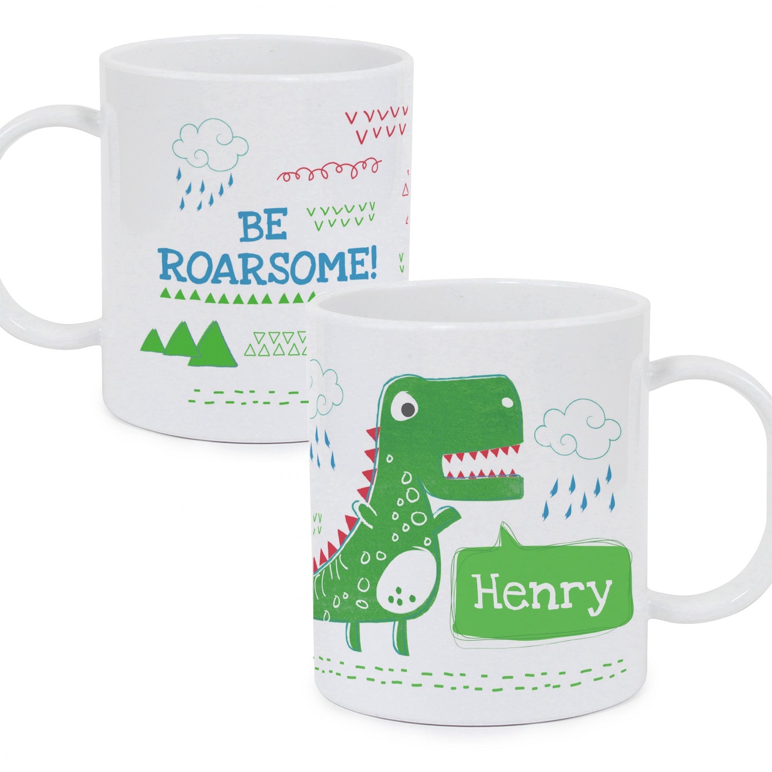Personalised Be Roarsome Dinosaur Plastic Mug: 4 - Plastic Mugs By Gift Moments