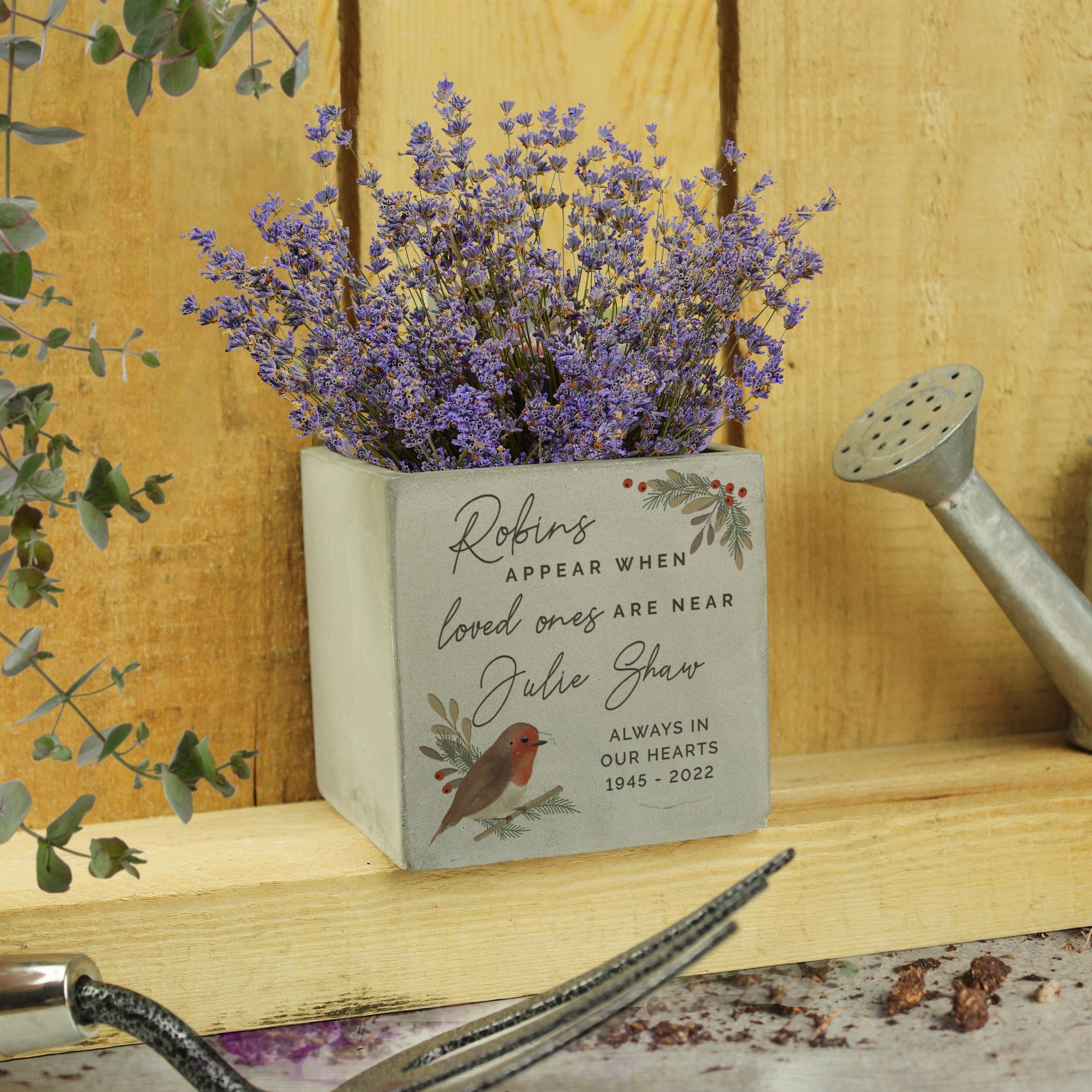 Personalised Robin Memorial Concrete Plant Pot: 3 - Pots & Planters By Gift Moments