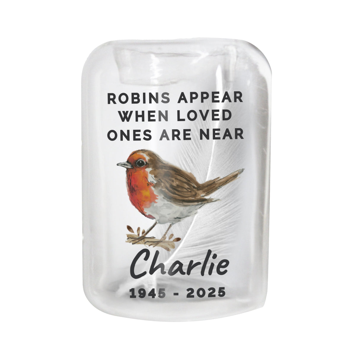 Personalised Robin Memorial Feather Tealight Holder: 5 - Candle Holders By Gift Moments