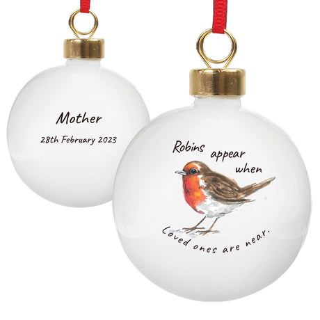 Personalised Robins Appear Bauble: 5 - Christmas Baubles By Gift Moments