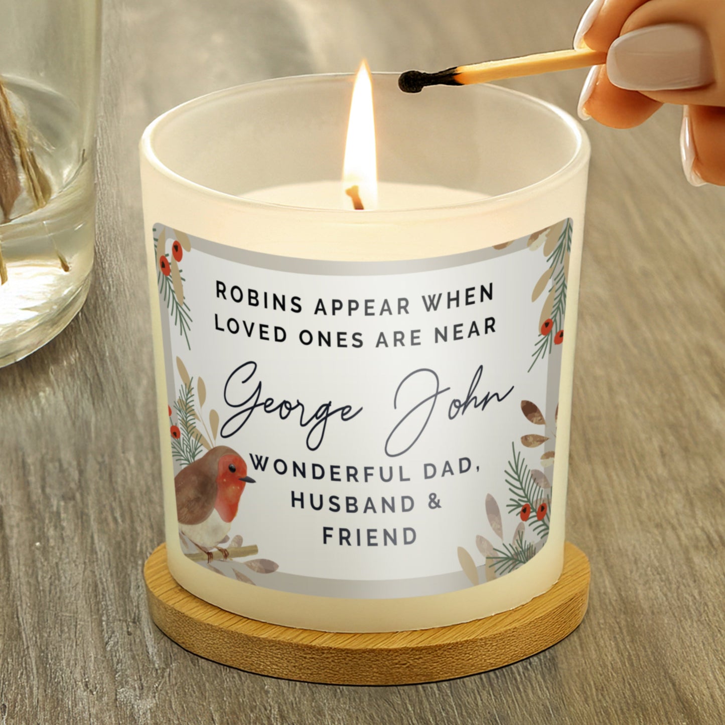 Personalised Robins Appear Memorial Scented Jar Candle: 2 - Candles By Gift Moments