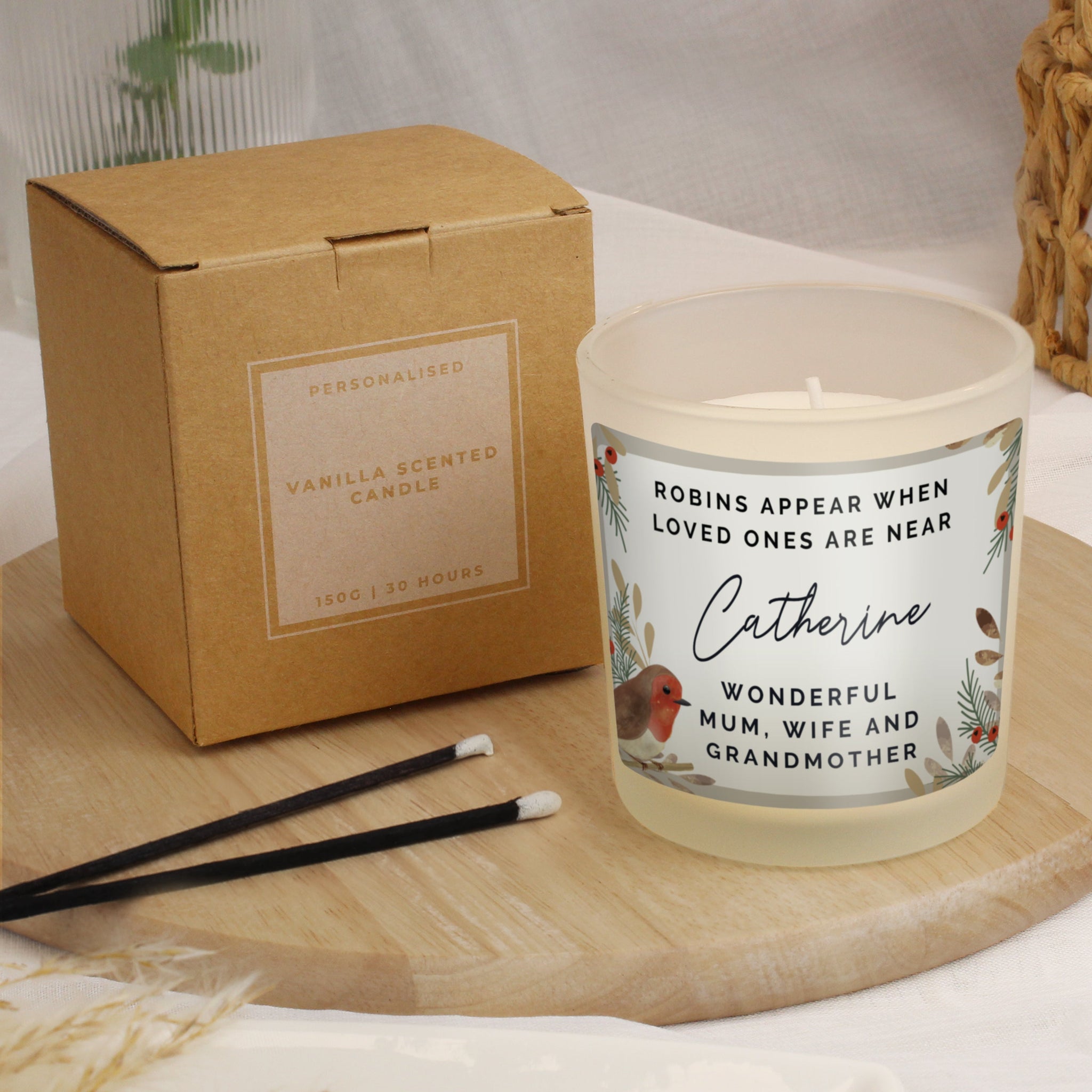 Personalised Robins Appear Memorial Scented Jar Candle: 3 - Candles By Gift Moments