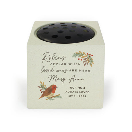 Personalised Robins Appear Memorial Vase: 4 - Memorials By Gift Moments