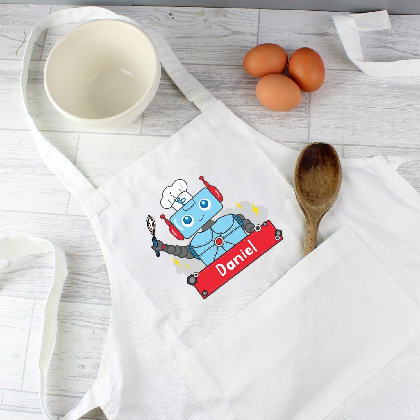 Personalised Robot Childrens Apron: 1 - Aprons By Gift Moments