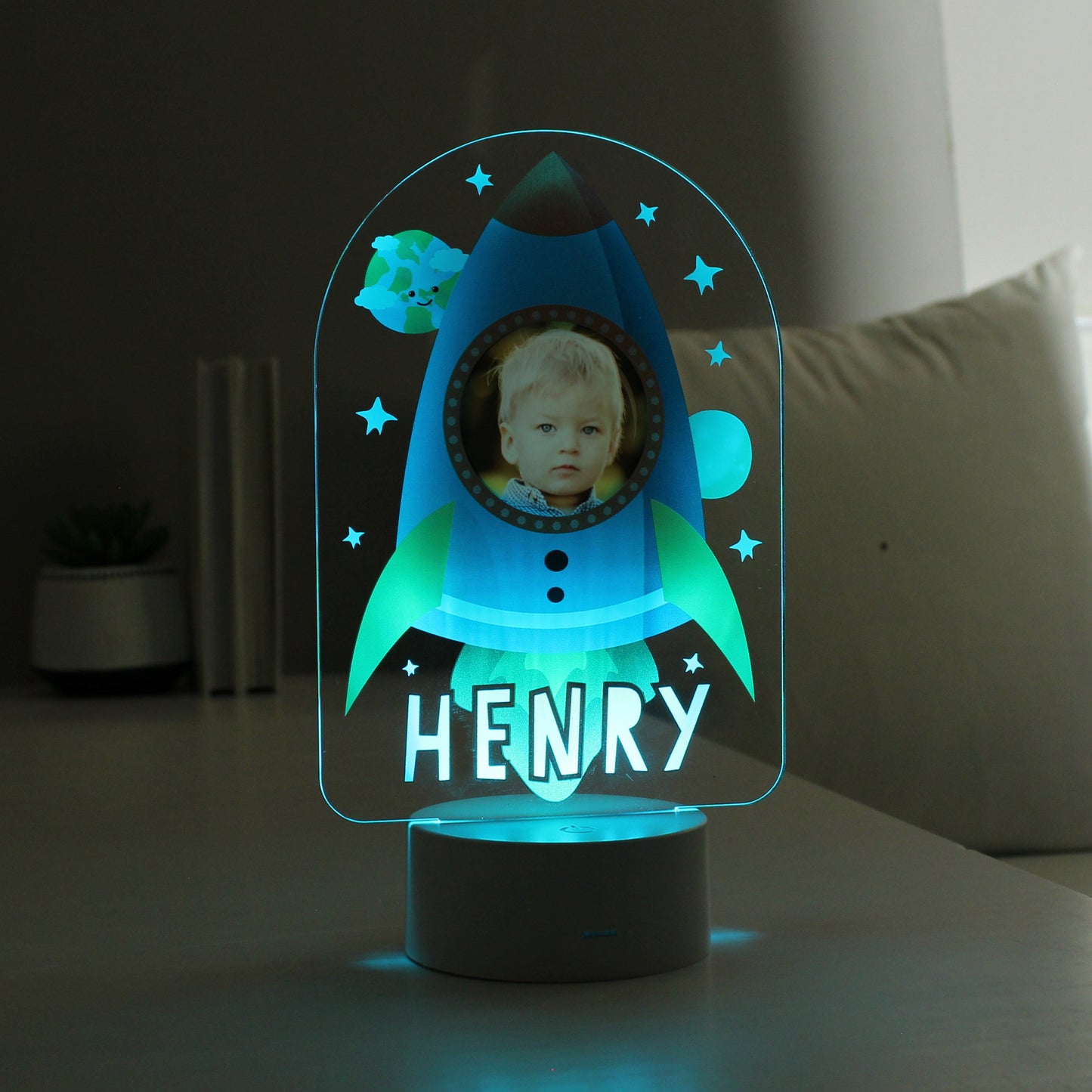 Personalised Rocket Photo Upload LED Colour Changing Night Light: 6 - LED Lighting By Gift Moments