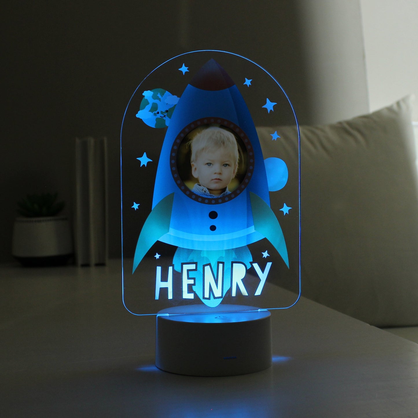 Personalised Rocket Photo Upload LED Colour Changing Night Light: 2 - LED Lighting By Gift Moments