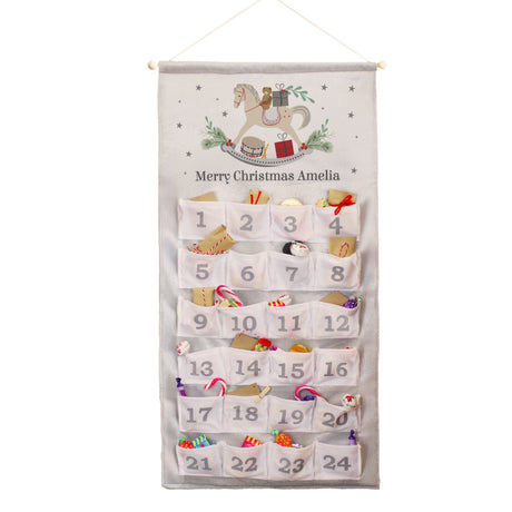 Personalised Rocking Horse Advent Calendar In Silver Grey: 5 - Advent Calendars By Gift Moments