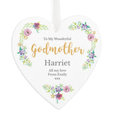 Personalised Any Role ’Floral Watercolour’ Large Wooden Heart Decoration: 4 - Decorations By Gift Moments