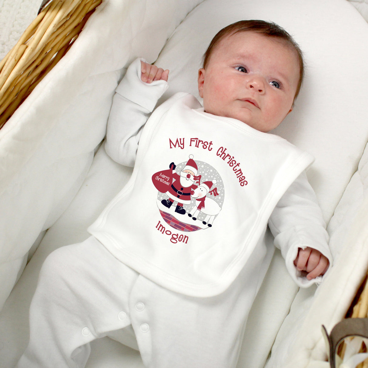 Personalised Rooftop Santa 1st Christmas Bib: 3 - Baby Clothing By Gift Moments