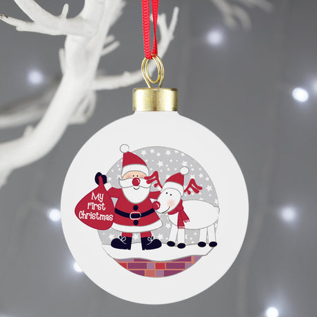 Personalised Rooftop Santa First Christmas Bauble: 5 - Christmas Baubles By Gift Moments