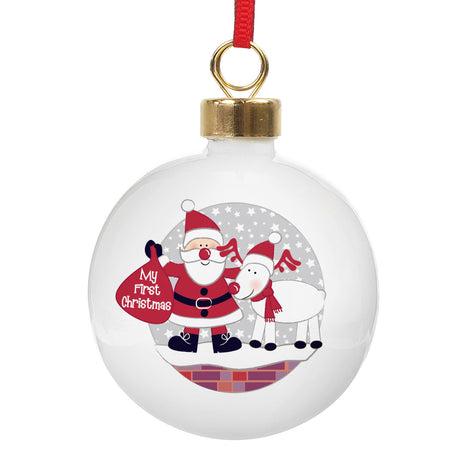 Personalised Rooftop Santa First Christmas Bauble: 3 - Christmas Baubles By Gift Moments