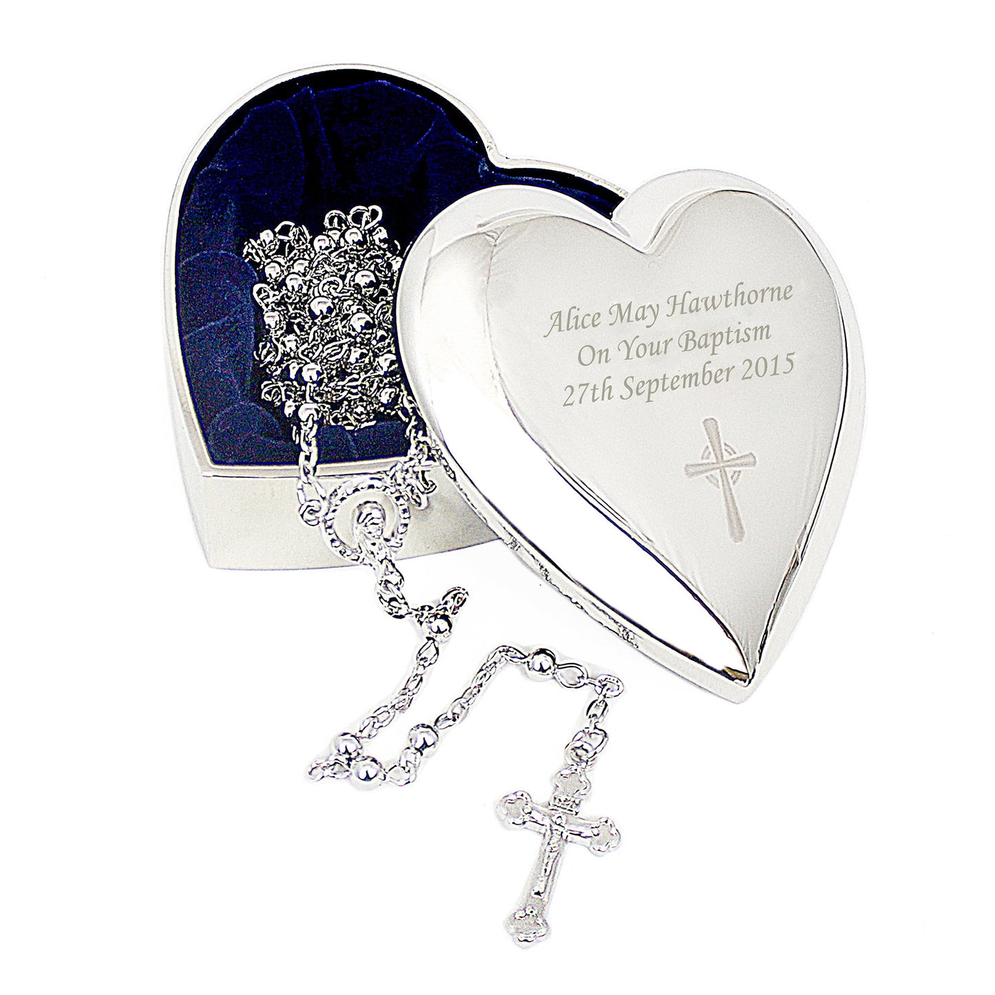 Personalised Rosary Beads and Cross Heart Trinket Box: 7 - Trinket Boxes By Gift Moments