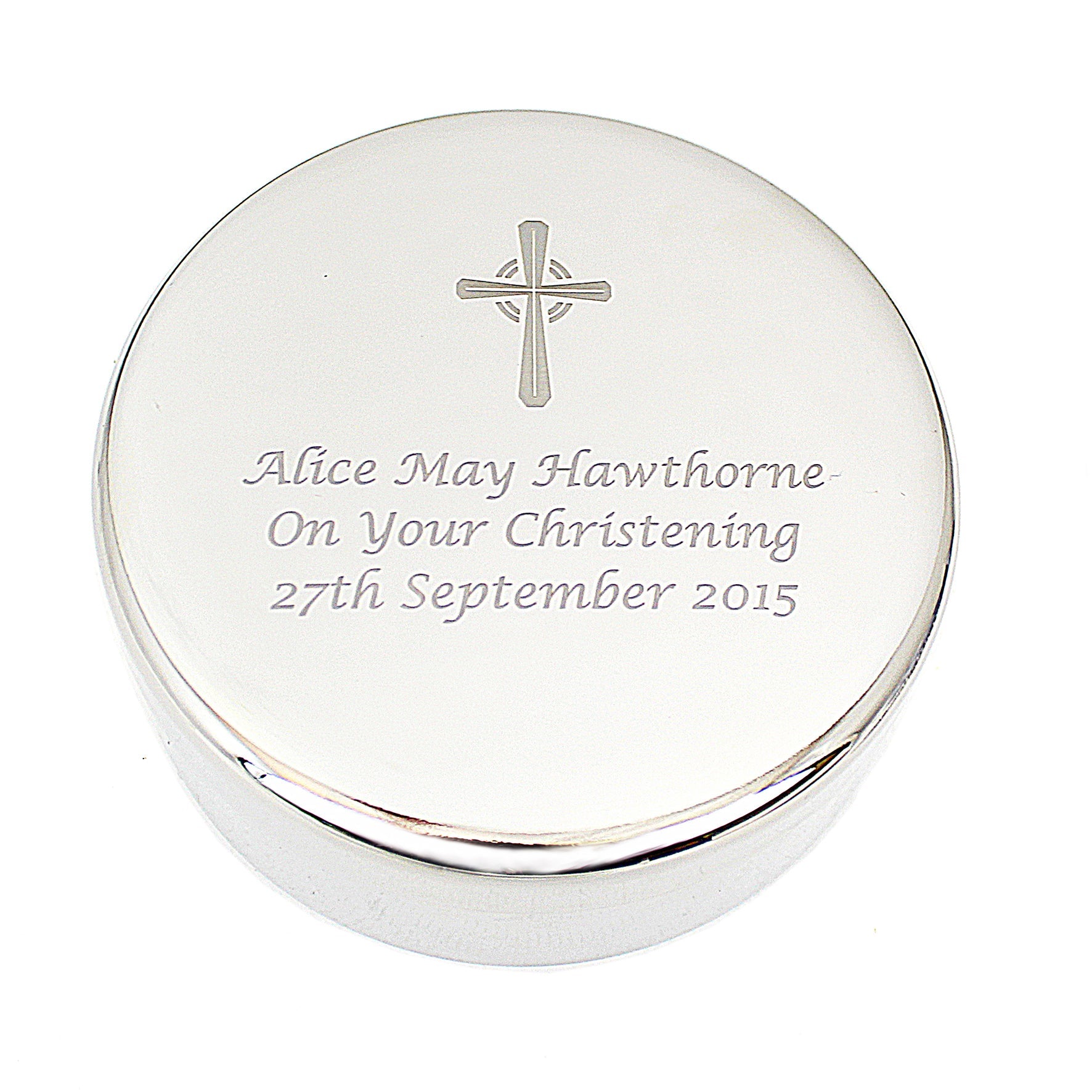 Personalised Rosary Beads and Cross Round Trinket Box: 7 - Trinket Boxes By Gift Moments
