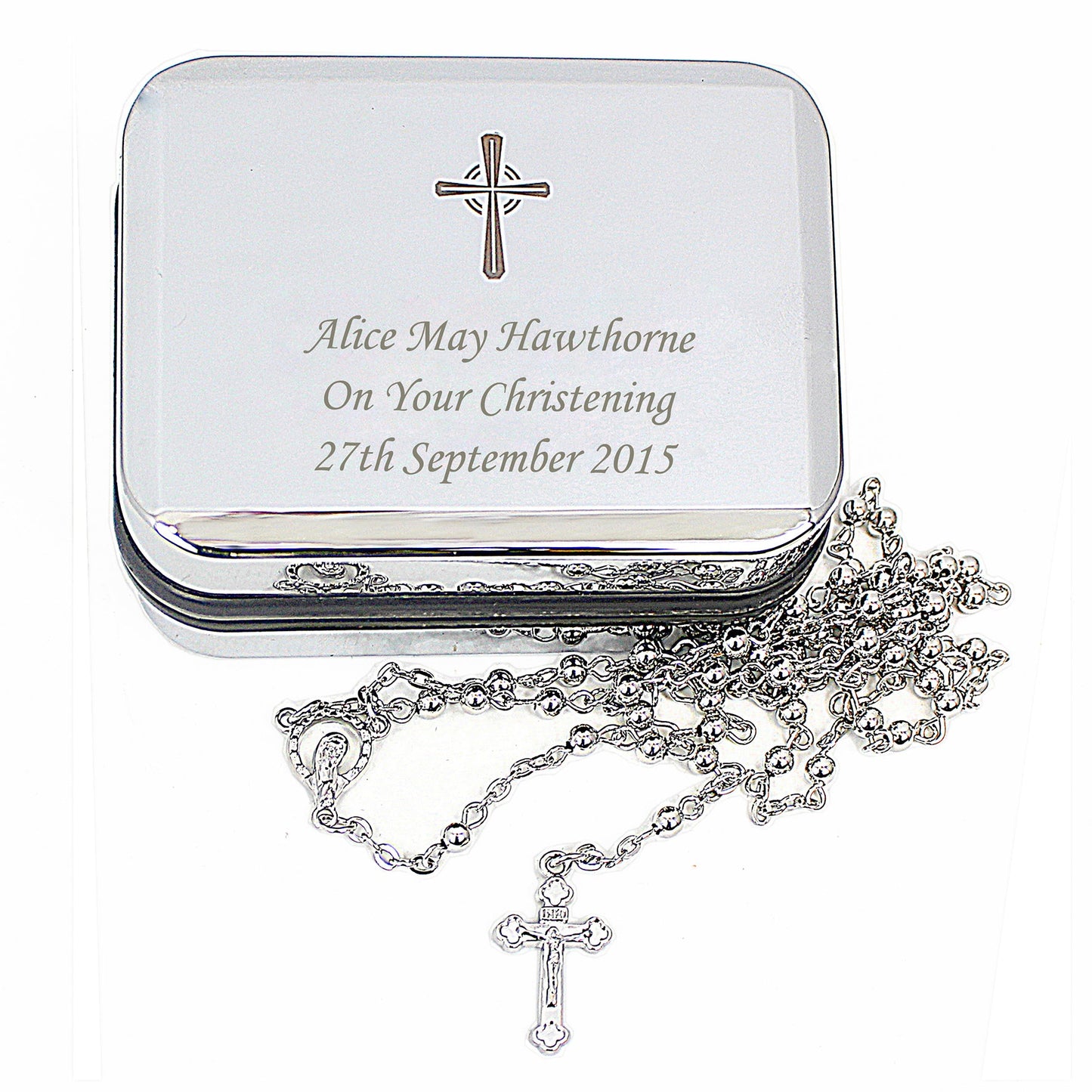 Personalised Rosary Beads and Cross Trinket Box: 7 - Trinket Boxes By Gift Moments