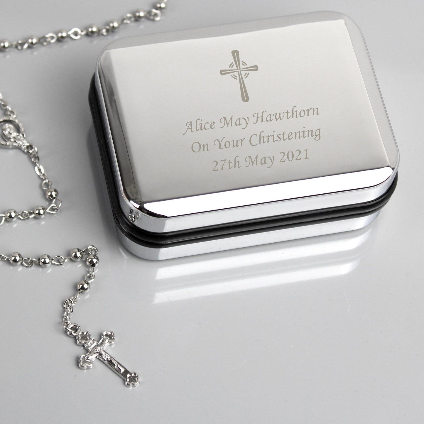 Personalised Rosary Beads and Cross Trinket Box: 1 - Trinket Boxes By Gift Moments