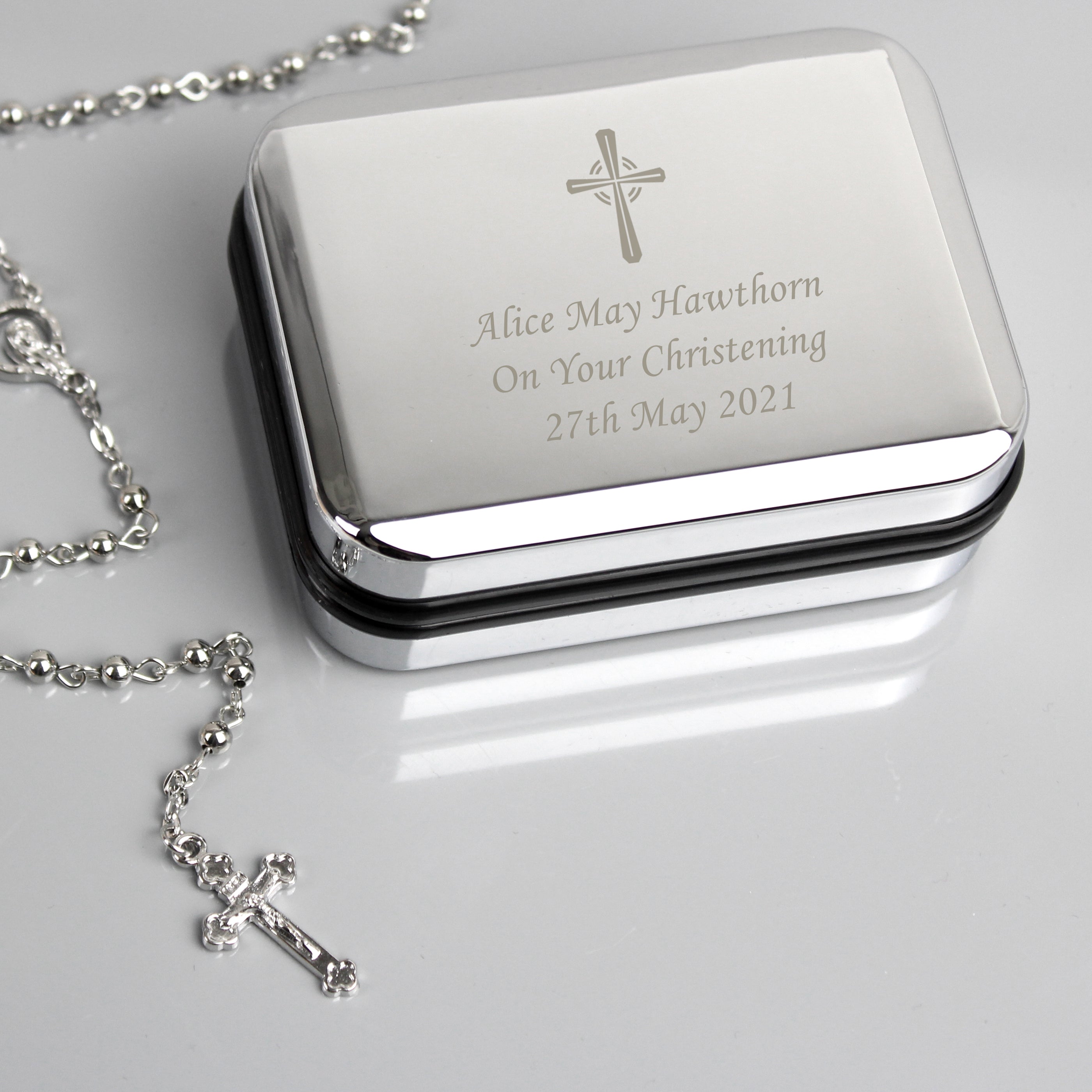 Personalised Rosary Beads and Cross Trinket Box - Shop Trinket Boxes At Gift Moments - 1