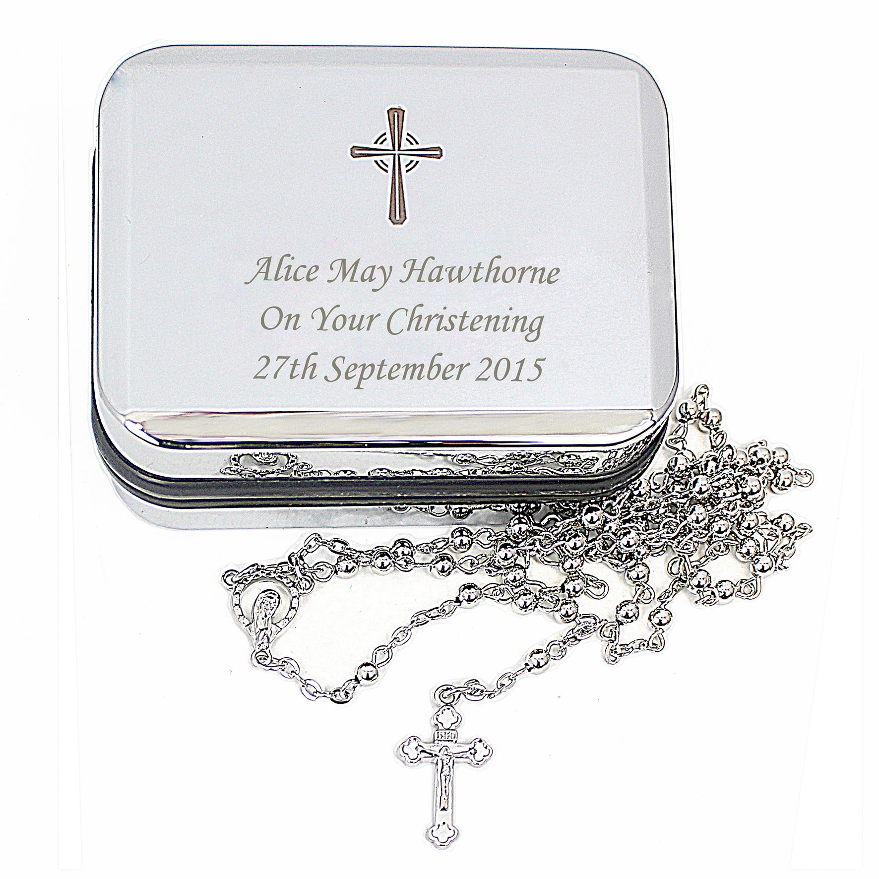 Personalised Rosary Beads and Cross Trinket Box - Shop Trinket Boxes At Gift Moments - 4