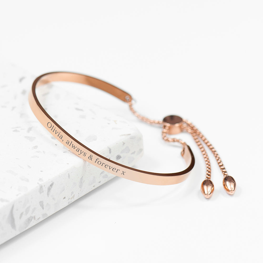 Personalised Rose Gold Affirmation Bangle Bracelet: 1 - Bracelets By Gift Moments